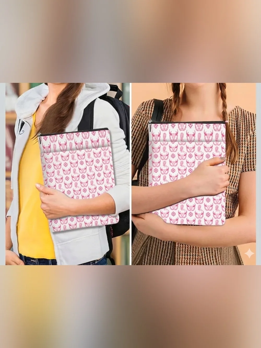 Western Chic Bull Padded Book Sleeve Cover Pouch Tablet Case NWT Book Lover Gift